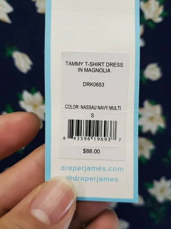 Draper James Dress Womens Small Blue Tammy T-Shirt Magnolia Floral Print Stretch - Picture 6 of 11